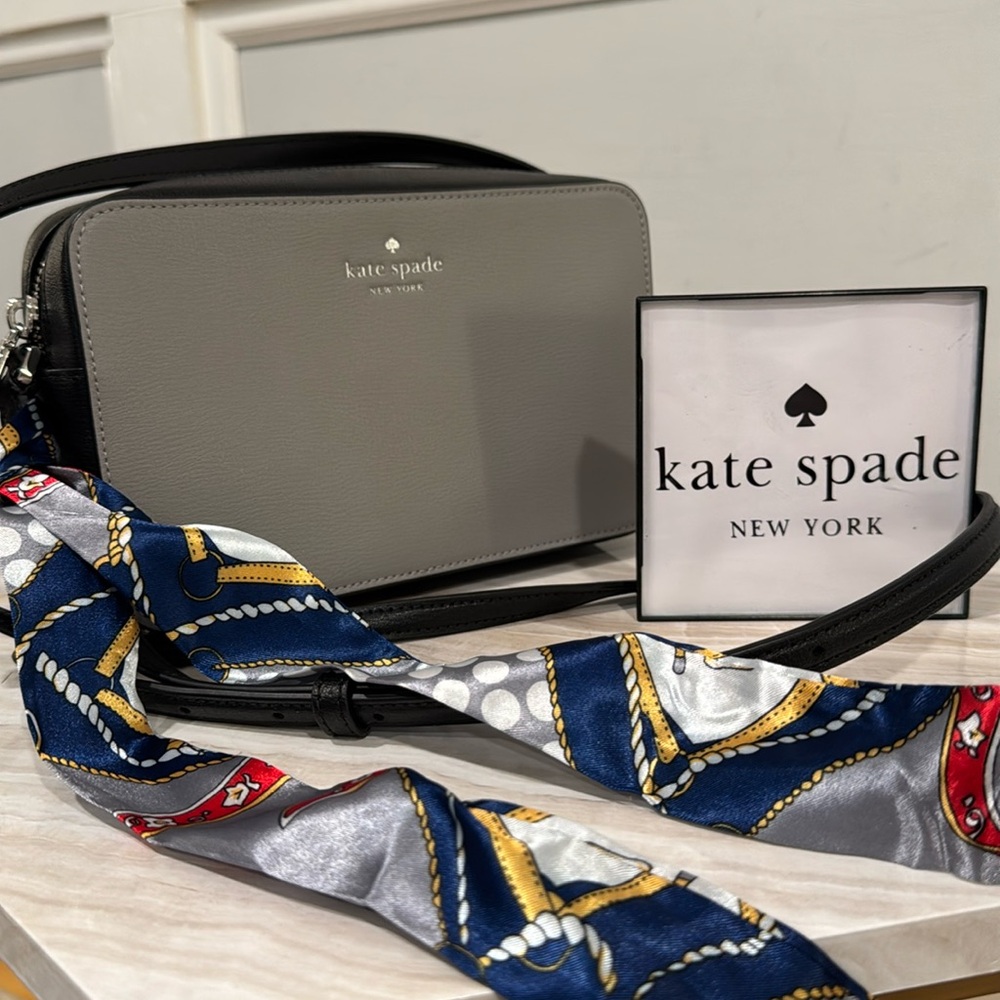 Kate Spade Sienna Gray Black Colorblock Camera Crossbody
